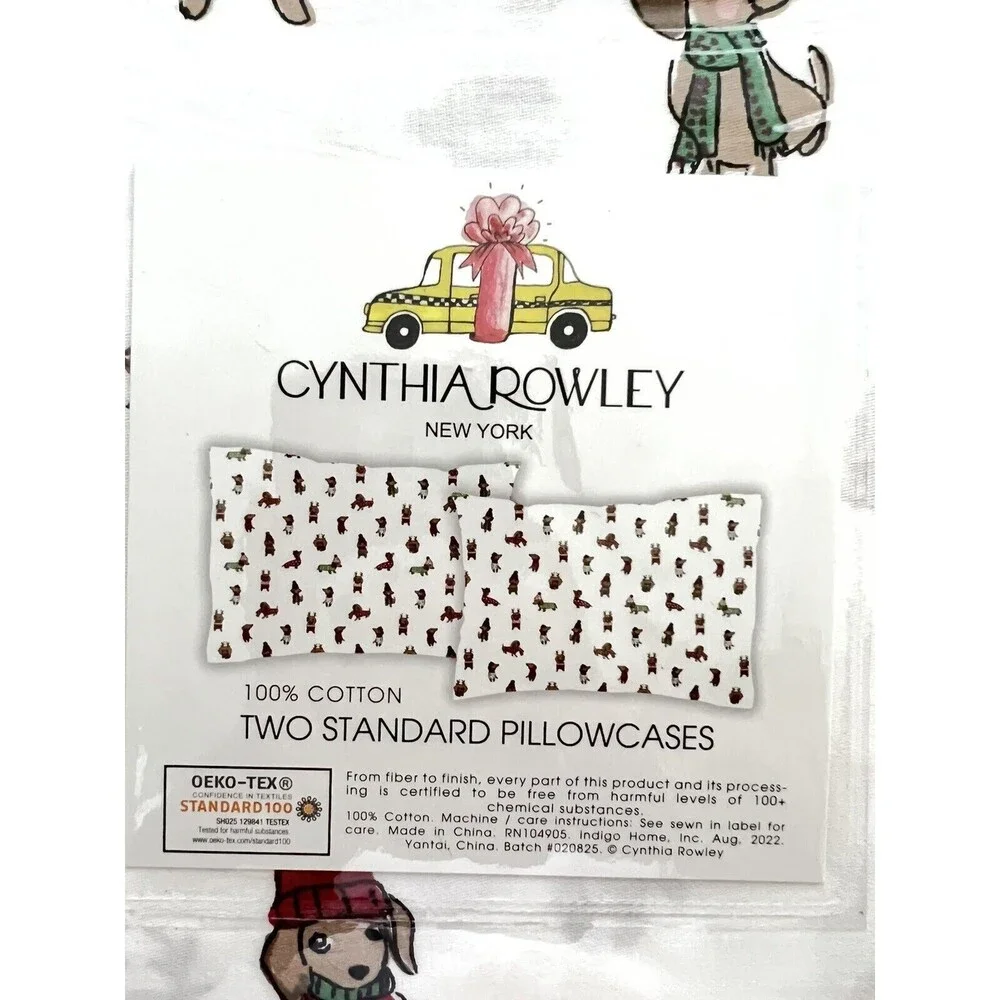 Christmas Dachshund Doxie Standard Pillowcases Cotton Set Of 2 Cynthia Rowley